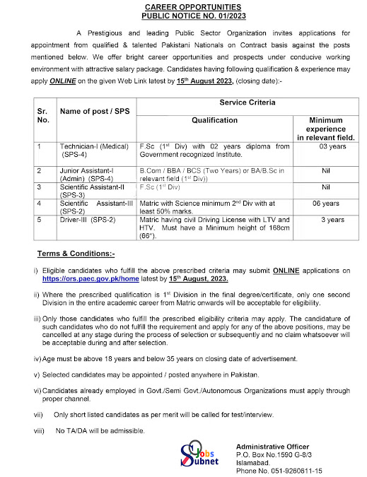 Today Latest Update Pakistan Atomic Energy Commission PAEC Jobs 2023