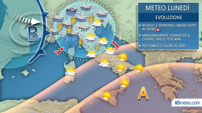 3Bmeteo: ''Prossima settimana movimentata tra forti temporali e ondata di caldo africana''