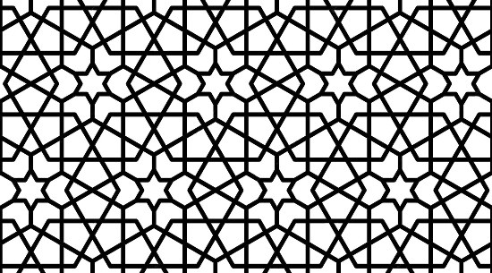 pola geometri arabesque yang sering dijumpai di masjid dan terkesan transedental untuk menghindari bentuk makhluk hidup atau materi duniawi oleh mashrabiya