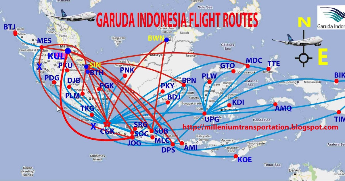 Airlines: Garuda Indonesia-Routes Map