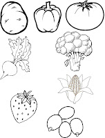 Selección de dibujos para colorear: frutas y vegetales