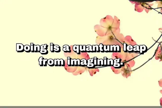 "Doing is a quantum leap from imagining." ~ Barbara Sher