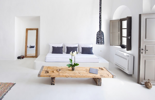 elegant living room with raw wood a crochet lamp