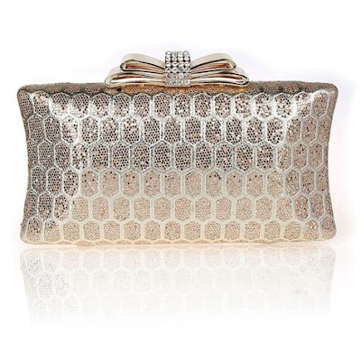 Champagne Mesh Evening Clutch Purse for Wedding