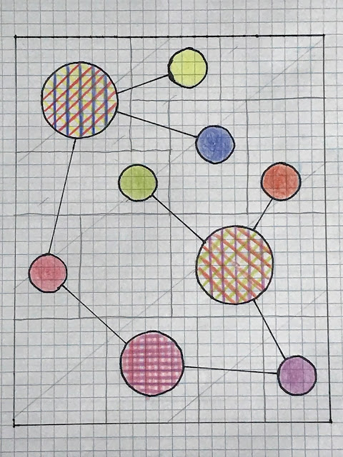 Molecules of Moda: Bella Solids Quilt Drawing by Thistle Thicket Studio. www.thistlethicketstudio.com