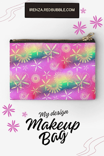 Yellow flowers on pink background Makeup bag.