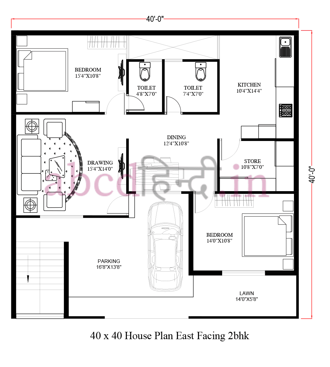 40 x 40 house plans east facing