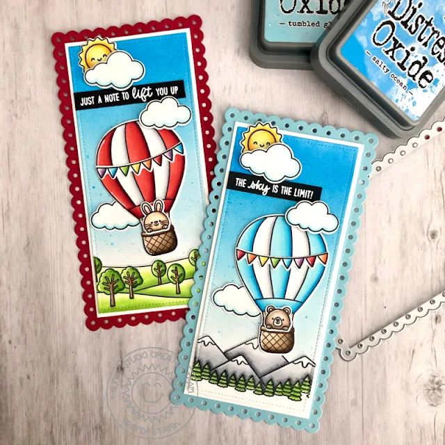 Sunny Studio Stamps: Country Scenes Balloon Rides Slimline Dies Everyday Cards by Tammy Stark