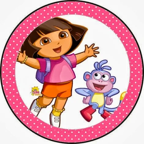 Dora the Explorer Free Printable Toppers, labels, stickers or bottle caps.