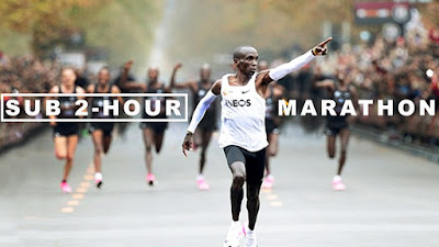 kipchoge finishing a marathon in under 2 hours