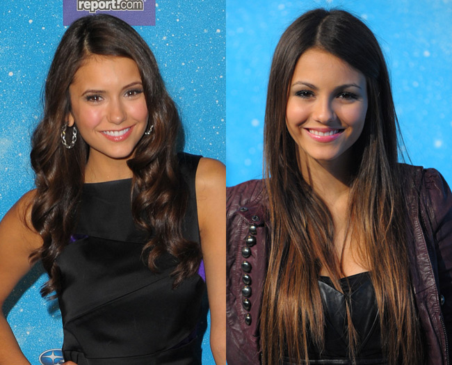 Nina Dobrev from The Vampire Diaries left and Victoria Justice right