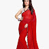 SOURBH SAREES Red Embellished Saree