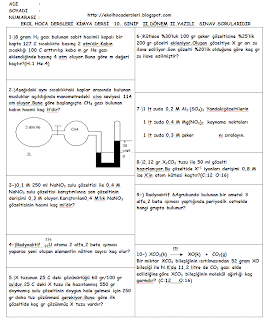 Kimya 10.sınıf 2.dönem 2.yazılı soruları