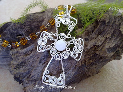 Swirly Wire Wrapped Cross Pendant by Emily