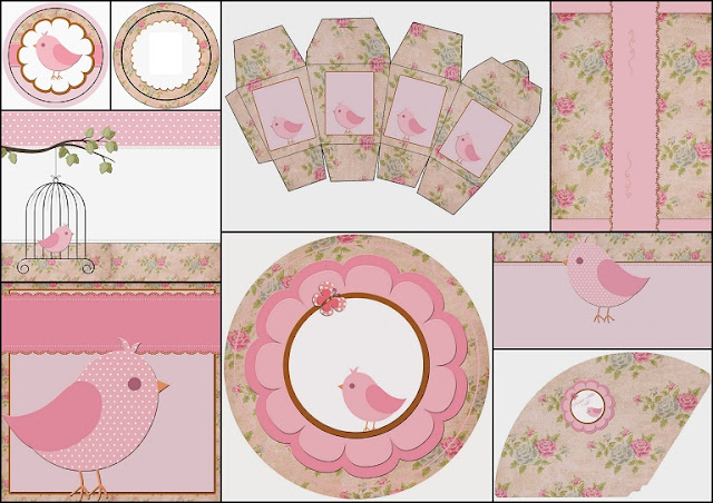  Vintage Flowers with Birds: Free Printable Kit.