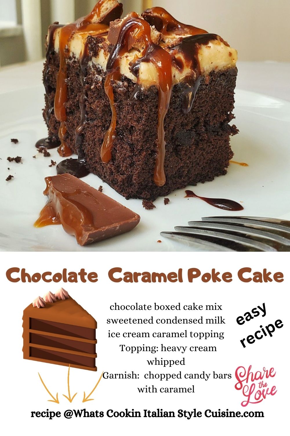 Chocolate Caramel Poke Cake | What's Cookin' Italian Style Cuisine