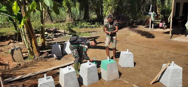 Giliran Tapak Tiang Bendera Mulai Masuk di Lokasi TMMD Ke-111 Kodim 1207/Pontianak