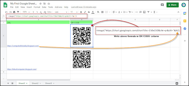 QR Images  google sheet Formula, QR code google sheet formula