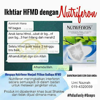 Testimoni Penyakit Tangan Kaki Mulut HFMD Produk Shaklee