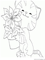 Cats Playing With Flower Coloring Pages