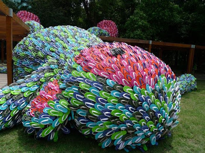 A Sculpture (Fat Monkey) made from flip flops Seen On  www.coolpicturegallery.us