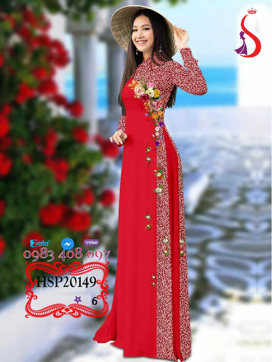 Quá đẹp Quá xinh mẫu áo dài hoa hồng đẹp HSP134151