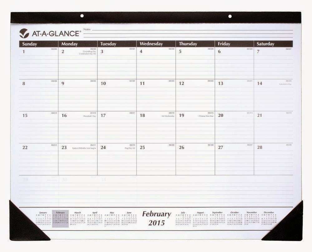  AT-A-GLANCE Monthly Desk Calendar 2015