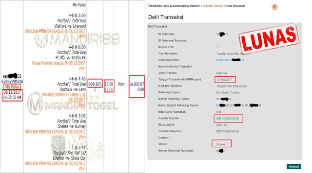  Selamat Kepada DOXXXR SITXXXUL yang sedang beruntung dan memenangkan Jackpot MIX PARLAY