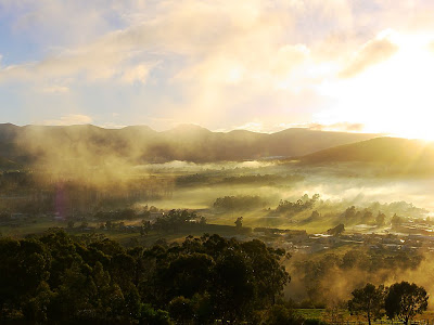 Huonville and Wellington Range from Huonville lookout - 17 June 2007