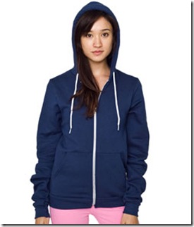 American Apparel Unisex Flex Fleece Zip Hoody Sea Blue