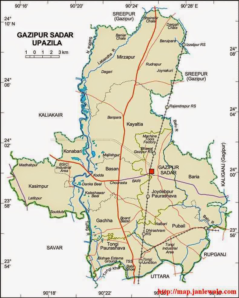 gazipur sadar upazila map of bangladesh