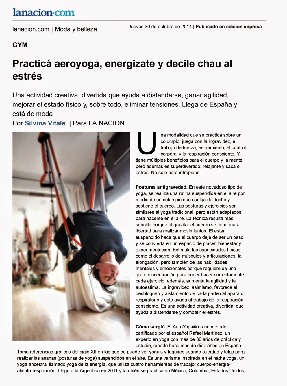 YOGA AÉREO PRENSA TENDENCIAS BELLEZA SALUD BIENESTAR