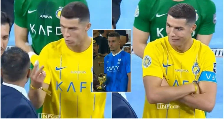 Cristiano Ronaldo's reaction after Milinkovic-Savic was given MotM in cup final