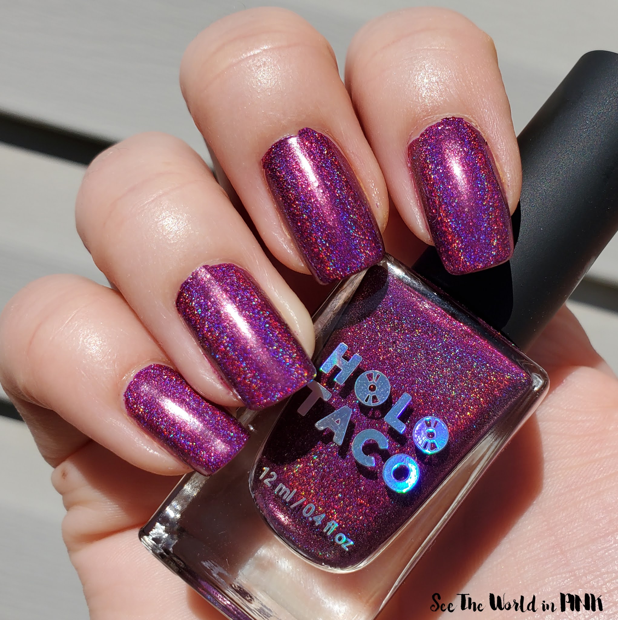 Manicure Monday - Holo Taco Magenta Jelly & Scratch Groundbreaking Nail Wraps