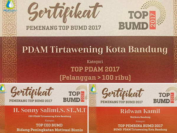 PDAM Tirtawening raih 3 penghargaan TOP BUMD 2017