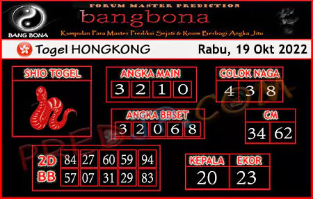 Prediksi HK Bangbona Rabu 19 Oktober 2022