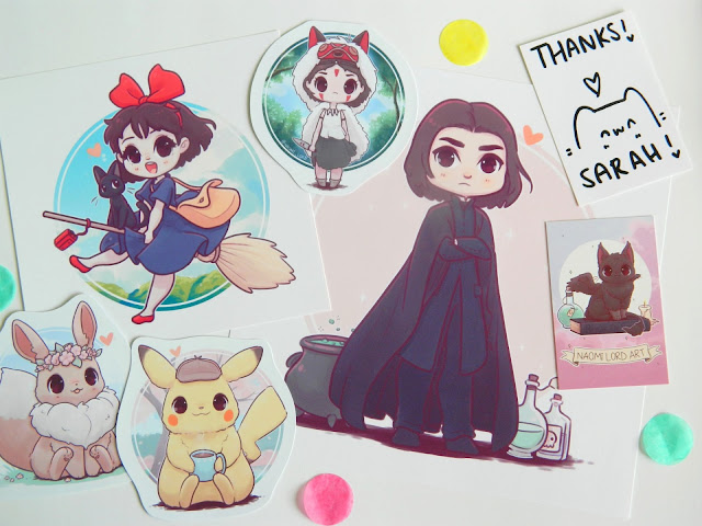 A photo showing a haul from Naomi Lord Art, stickers and prints