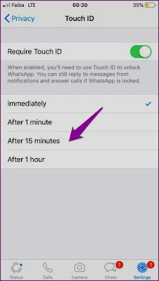 كيفية تفعيل خاصية البصمة لقفل الواتساب على الايفون