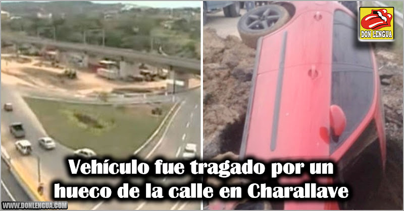 Vehículo fue tragado por un hueco de la calle en Charallave