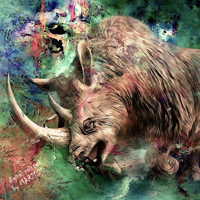 Angry Rhino in Digital Acrylic Painting