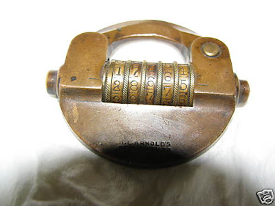 Antique Brass Combination Padlock With 5-Tumbler Wheels