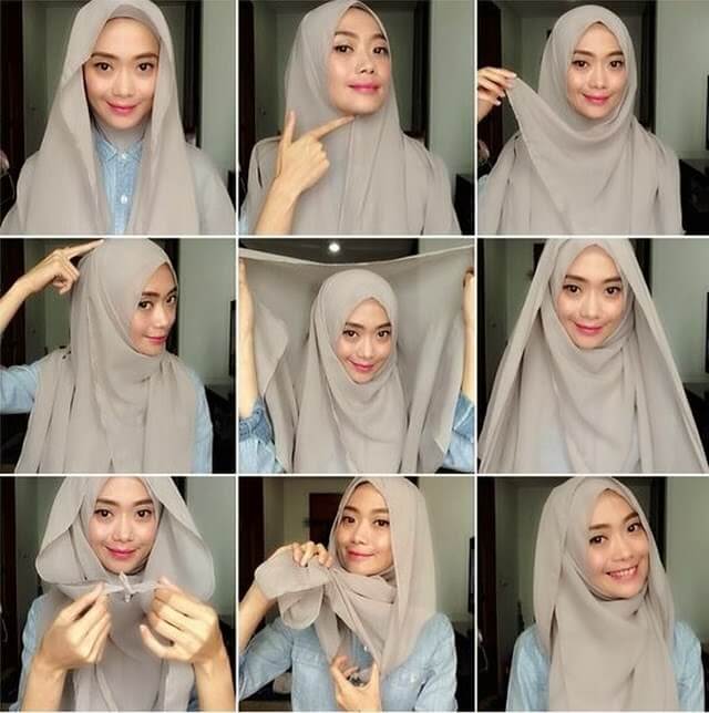cara memakai hijab segitiga sederhana