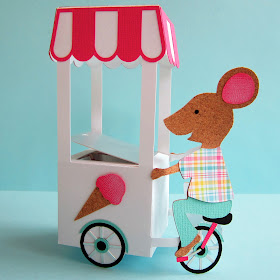 Hints for using up scraps with the Silhouette using Adhesive Cork and making a 3D mouse ice cream cart . Janet Packer for Silhouette UK Blog