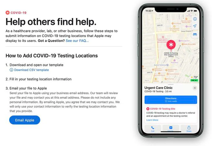 iPhone 的蘋果地圖將可顯示新冠肺炎檢測地點