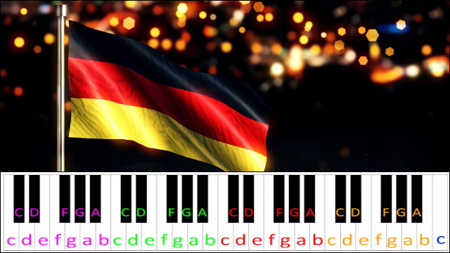 Deutschlandlied (Hard Version) Piano / Keyboard Easy Letter Notes for Beginners