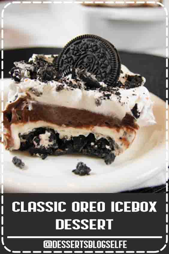 With creamy layers of pudding, Oreos, and whipped cream, this easy no-bake dessert is always a hit! #DessertsBlogSelfe #thekitchenismyplayground #SummerDesserts #oreo