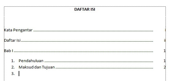 Gambar Daftar Isi Menggunakan Tab