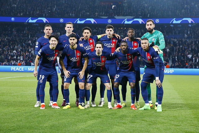 n📸PARIS SAINT-GERMAIN F. C. 📆10 abril 2024 ⬆️Lucas Hernández, Fabián Ruiz, Marquinhos, Lucas Beraldo, Nuno Mendes, Gianluigi Donnarumma. ⬇️Kang-im Lee, Marco Asensio, Vitinha, Ousmane Dembélé, Kylian Mbappé. PARIS SAINT-GERMAIN F. C. 2 🆚 F. C. BARCELONA 3 Miércoles 10/04/2024, 21:00 horas. Liga de Campeones de la UEFA, cuartos de final, partido de ida. París, Francia, Stade du Parc des Princes: 47.470 espectadores. GOLES: ⚽0-1: 37’, Raphinha. ⚽1-1: 48’, Ousmane Dembélé. ⚽2-1: 50’, Vitinha. ⚽2-2: 62’, Raphinha. ⚽2-3: 77’, Andreas Christensen.