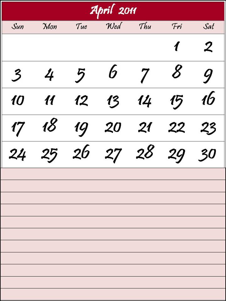 april calendar template 2011. APRIL CALENDAR 2011 TEMPLATE