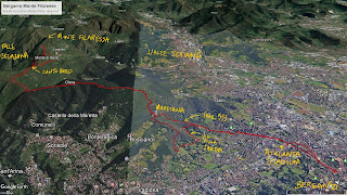 Annotated hike tracks from Bergamo to Monte di Nese